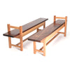 Oak and walnut bench with stylish inlay pattern