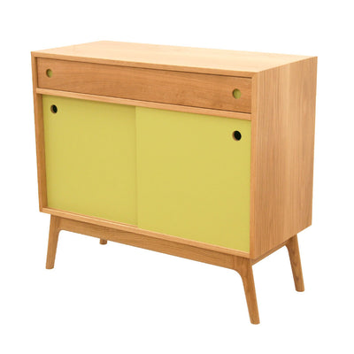 20:20 Oak Media Cabinet + Drawer with Mid Century Styling