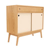 20:20 Oak Media Cabinet + Drawer with Mid Century Styling