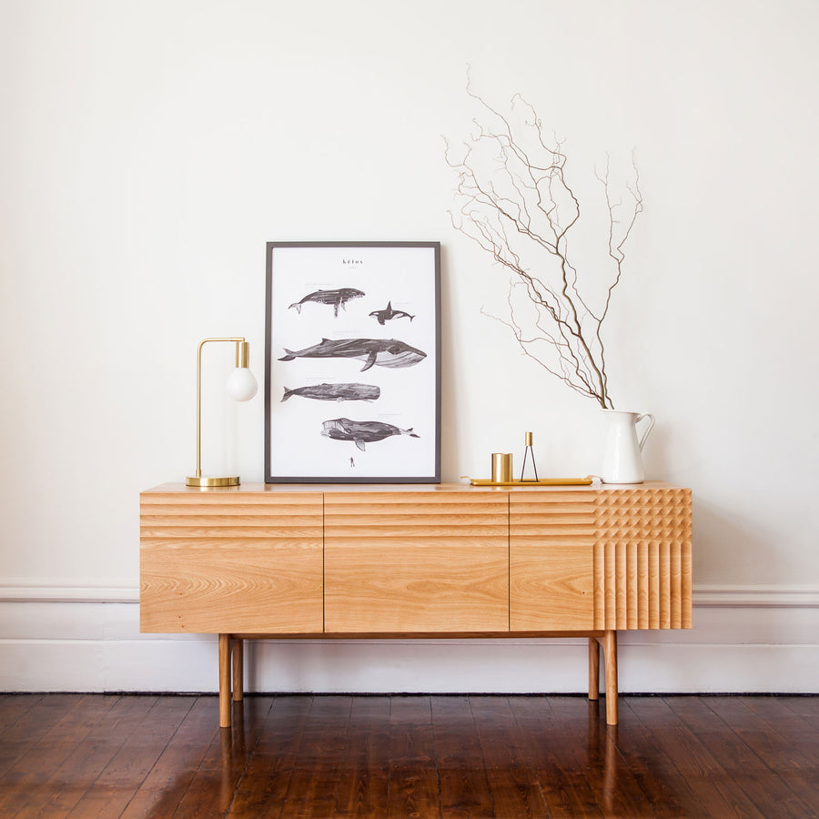 Solid Oak Contemporary Cabinet With Exquisite Fluted Detailing