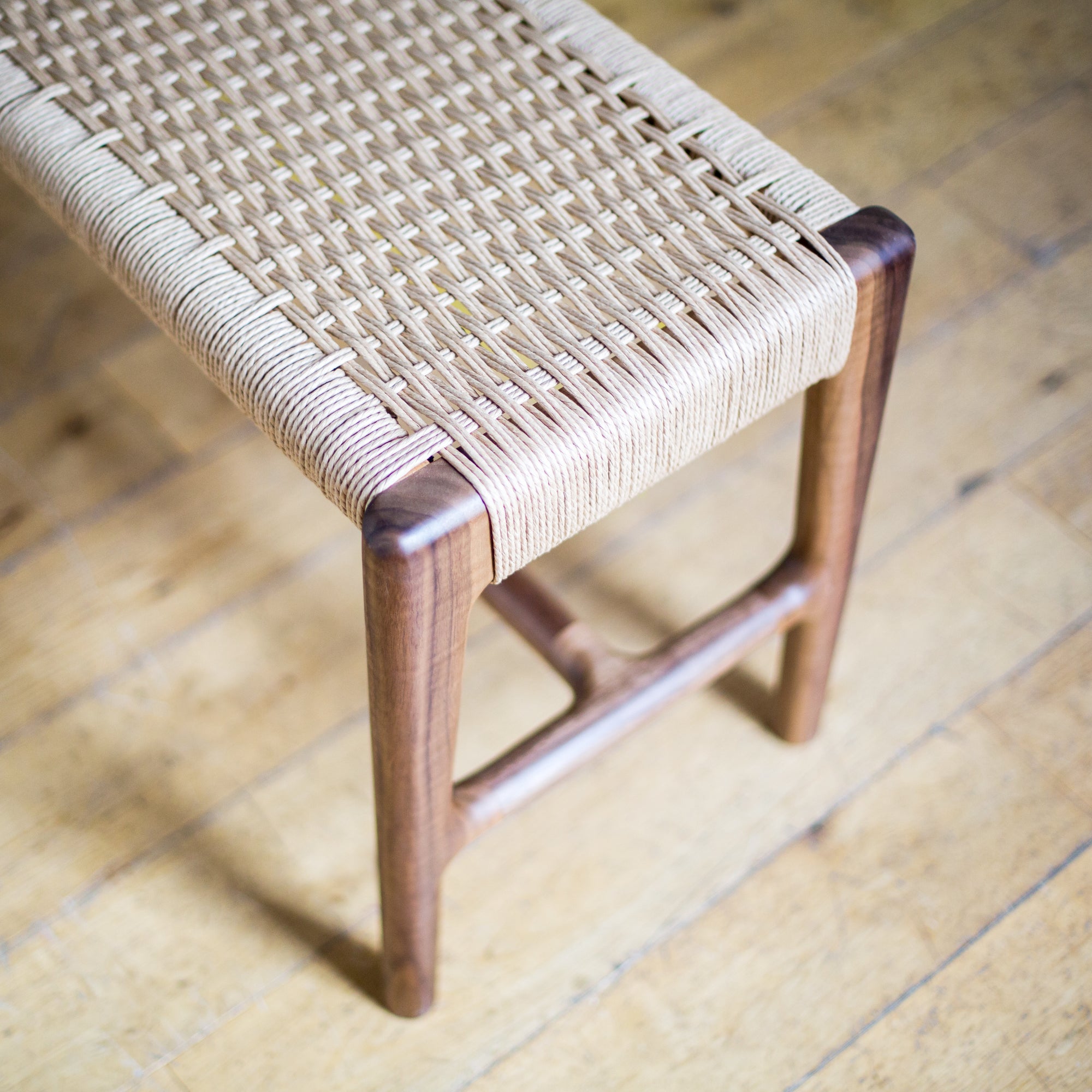 Danish Cord mid century bench in oak or walnut - Nick James Design