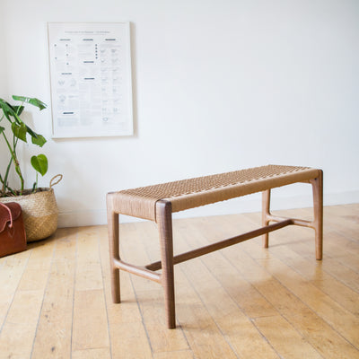 Danish Cord mid century bench in oak or walnut