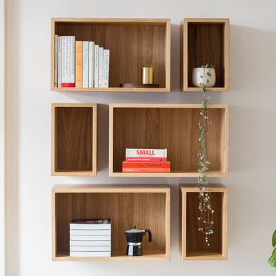 Solid oak box shelving