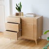Solid Oak Contemporary Side Cabinet With Exquisite Fluted Detailing