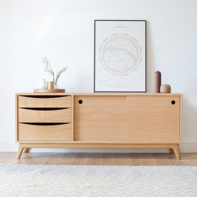 Midcentury Style Oak 20:20 Cabinet