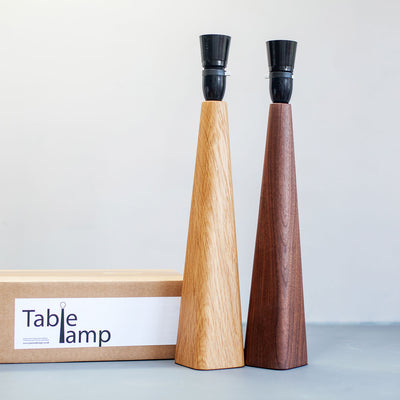 Handmade oak or walnut table lamp base only