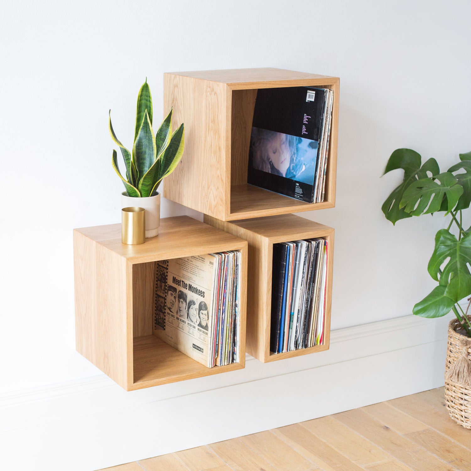 Solid wood Vinyl cube shelves - Nick James Design