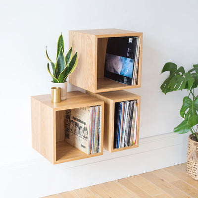 Solid wood Vinyl cube shelves