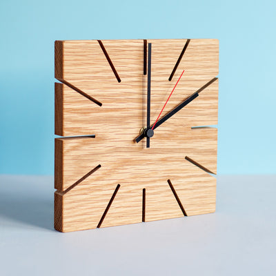 Slot Clock - solid oak handmade clock