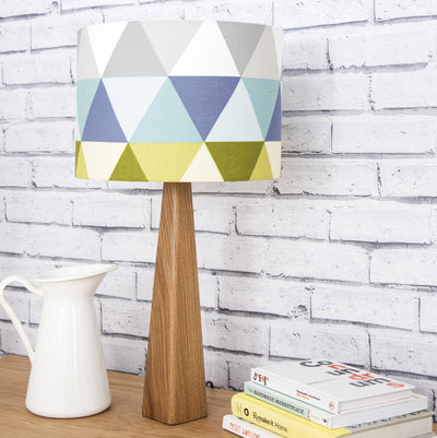 Handmade table lamp and shade with geometric pattern