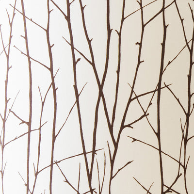 Solid walnut table lamp base and fabric woodland print shade