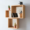 Solid wood statement cube mirror shelves