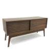 Contemporary Walnut Media Cabinet With Sliding Doors